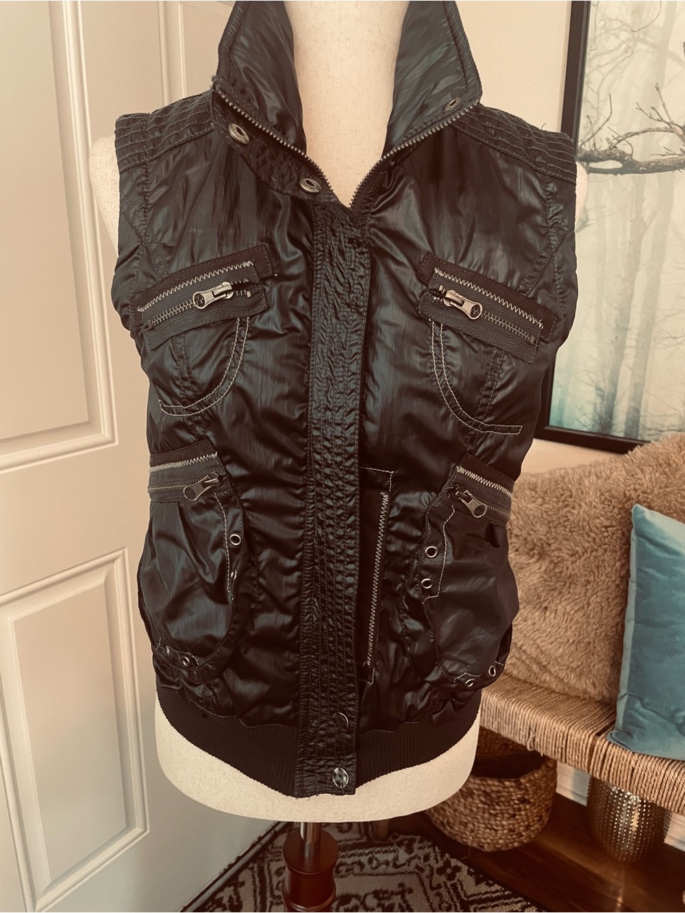 Vintage Mür Mür | Y2K Black Nylon Tactical Utility Vest | M